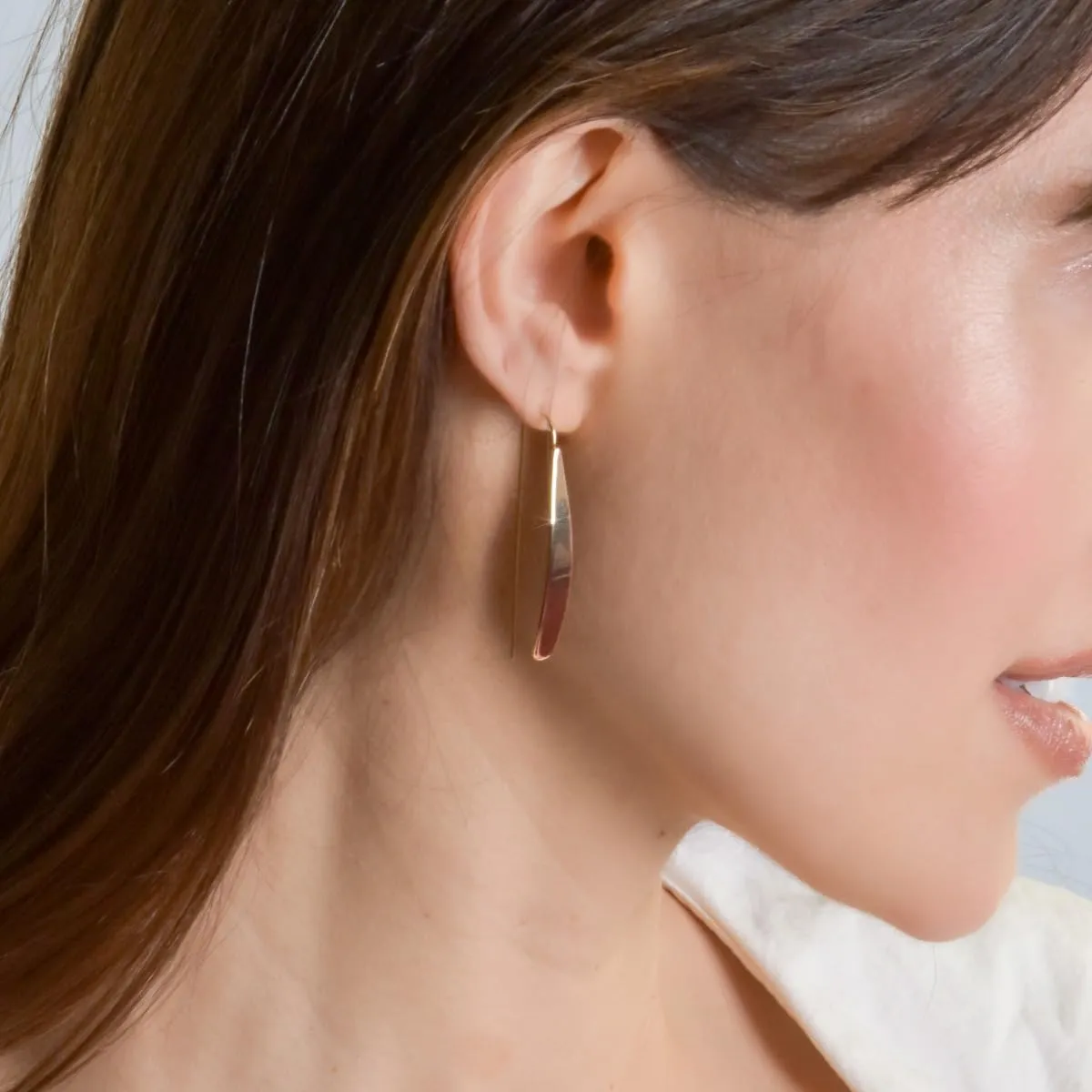 14K Gold Plated Bar Earrings for Women - Long Thread Dangle Earrings - Threader Drop Earrings - Hypoallergenic and Safe for Sensitive Ears