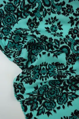 1YD 12IN REMNANT; Tinsley on Aqua Rayon Challis