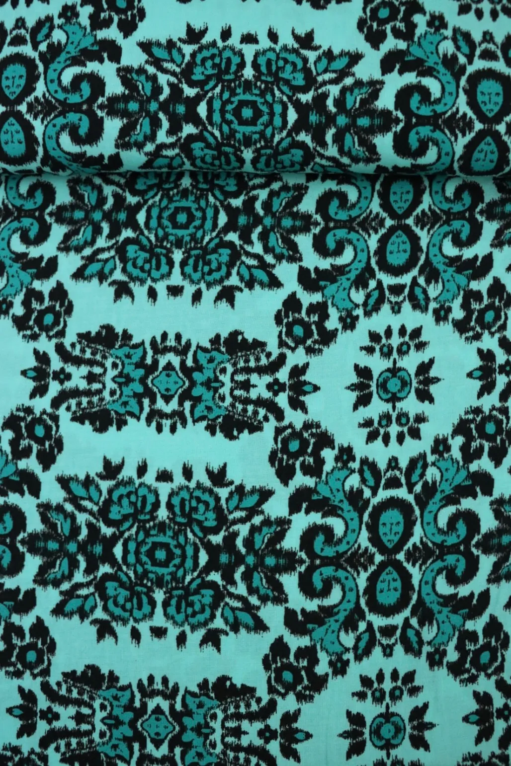 1YD 12IN REMNANT; Tinsley on Aqua Rayon Challis