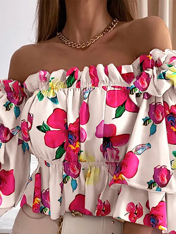 Aeliana Women's Woven Off Shoulder Cake Sleeve Top