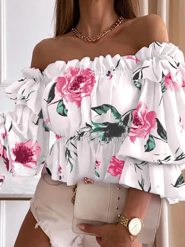 Aeliana Women's Woven Off Shoulder Cake Sleeve Top