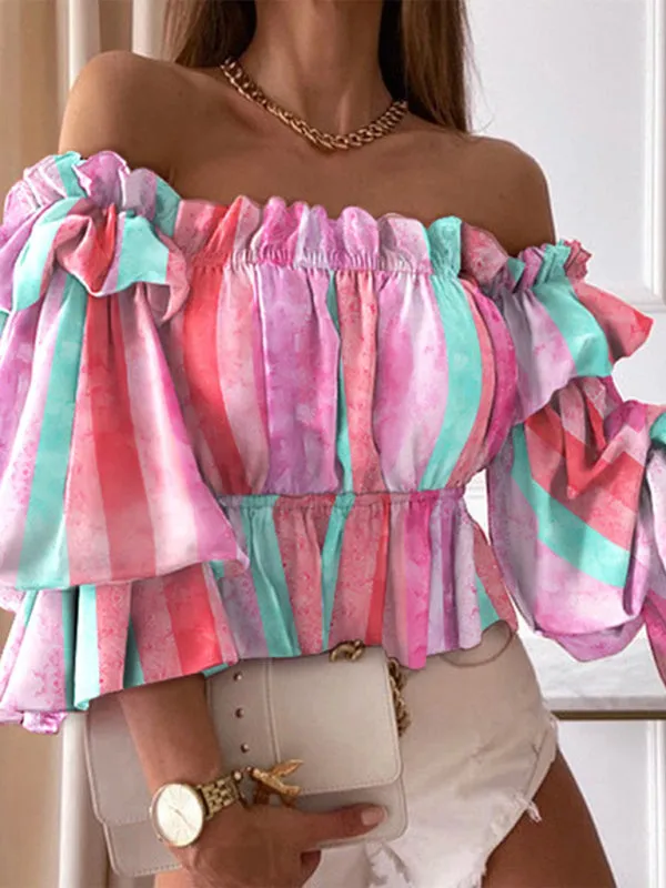 Aeliana Women's Woven Off Shoulder Cake Sleeve Top