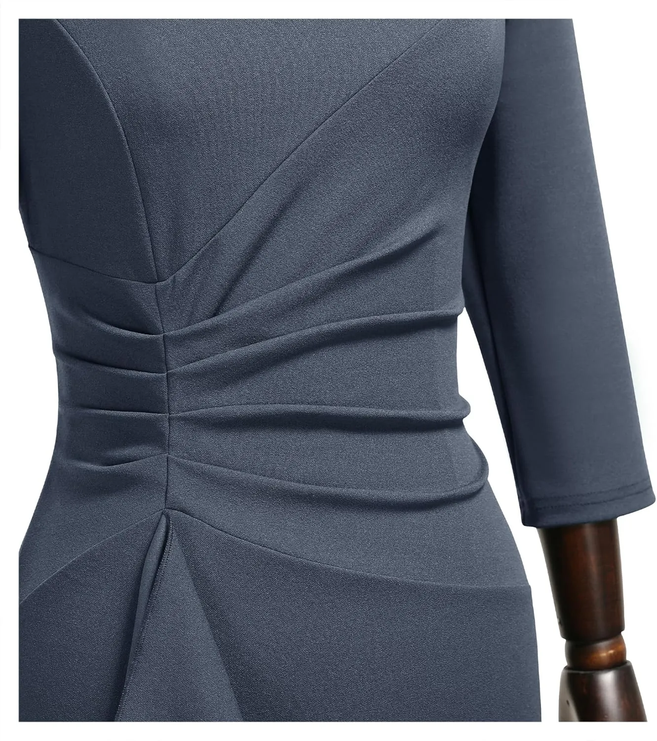 AISIZE Women's Retro 3/4 Sleeve Ruched Elegant Business Pencil Sheath Dress