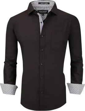 Alex Vando Mens Bamboo Dress Shirts Wrinkle Free Regular Fit Stretch Button Down Shirt