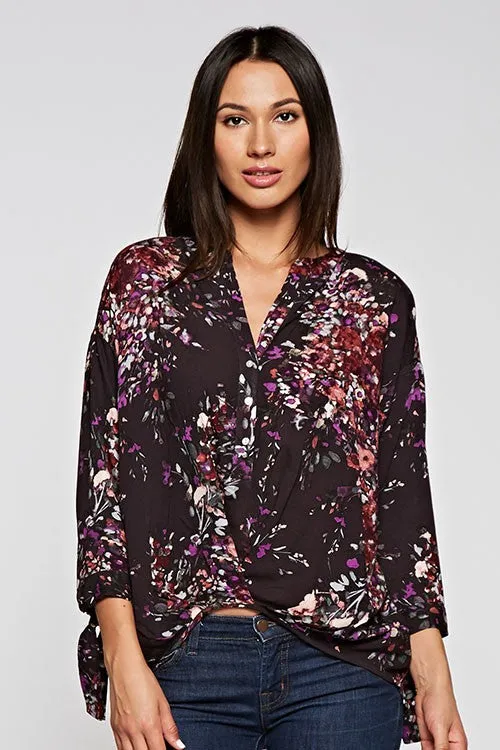 Allover Printed High Low Blouse