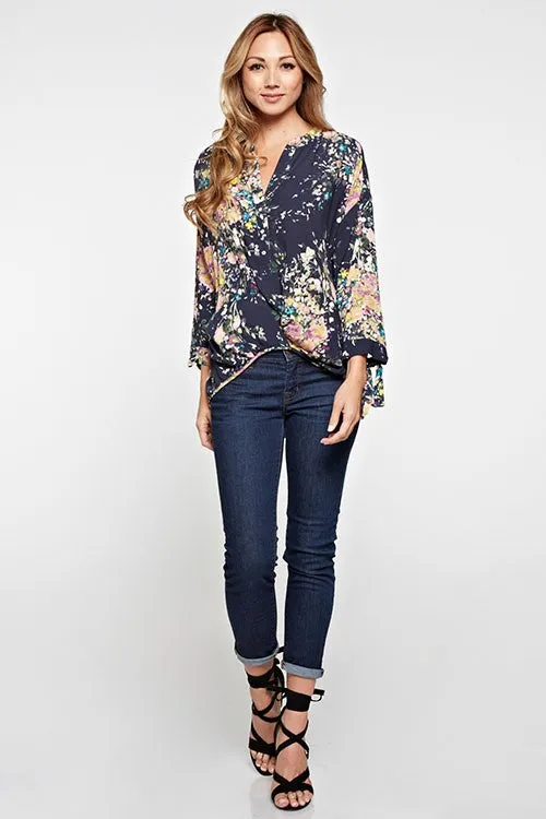 Allover Printed High Low Blouse