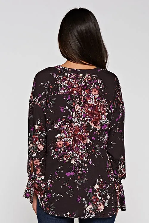 Allover Printed High Low Blouse