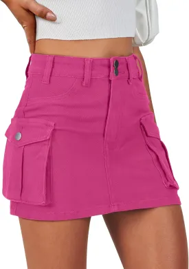 ANRABESS Cargo Skirt Women Button Mini Skirt with Pocket Y2k Bodycon 2025 Trendy Denim Jean Short Skirts