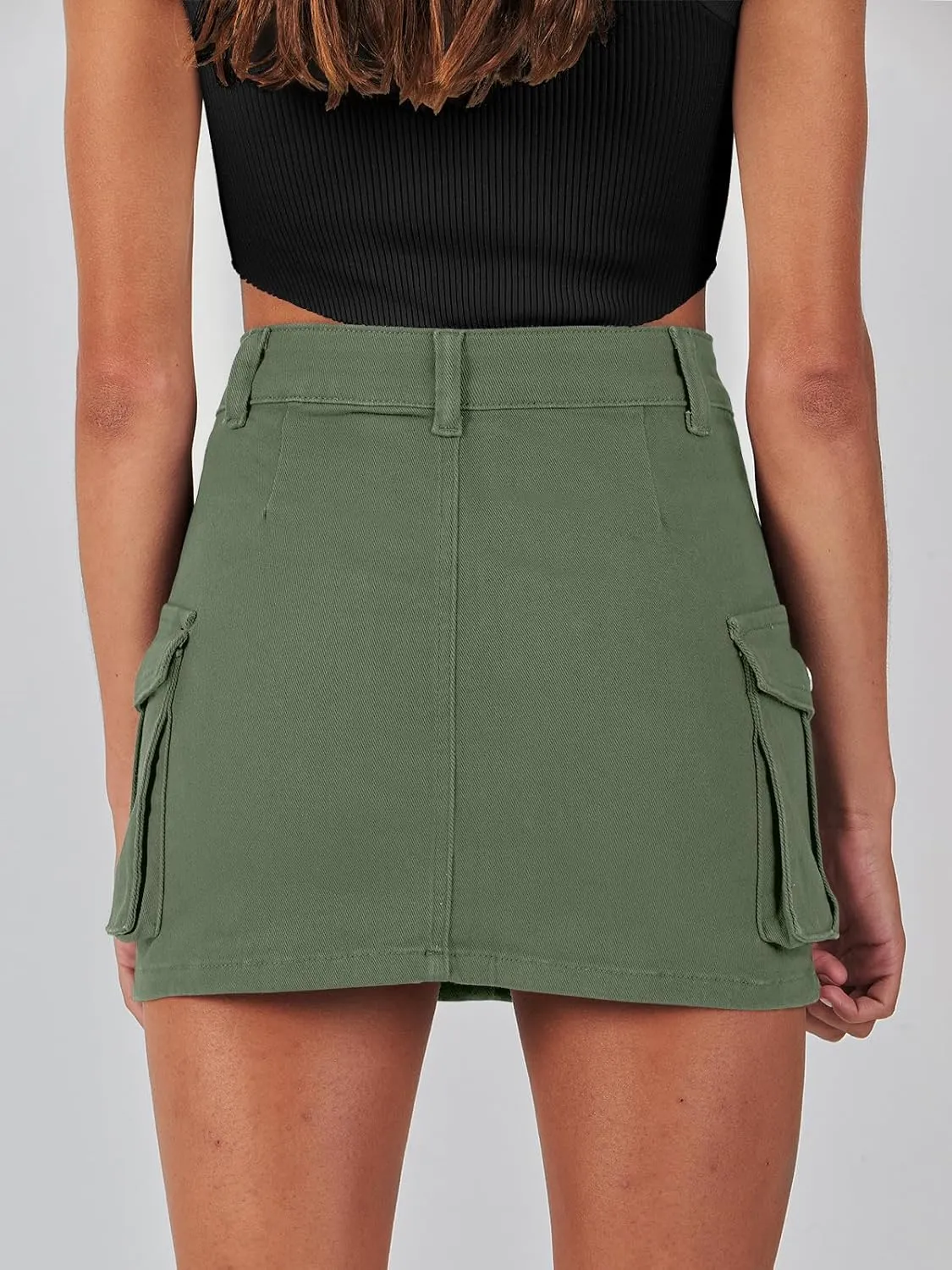 ANRABESS Cargo Skirt Women Button Mini Skirt with Pocket Y2k Bodycon 2025 Trendy Denim Jean Short Skirts