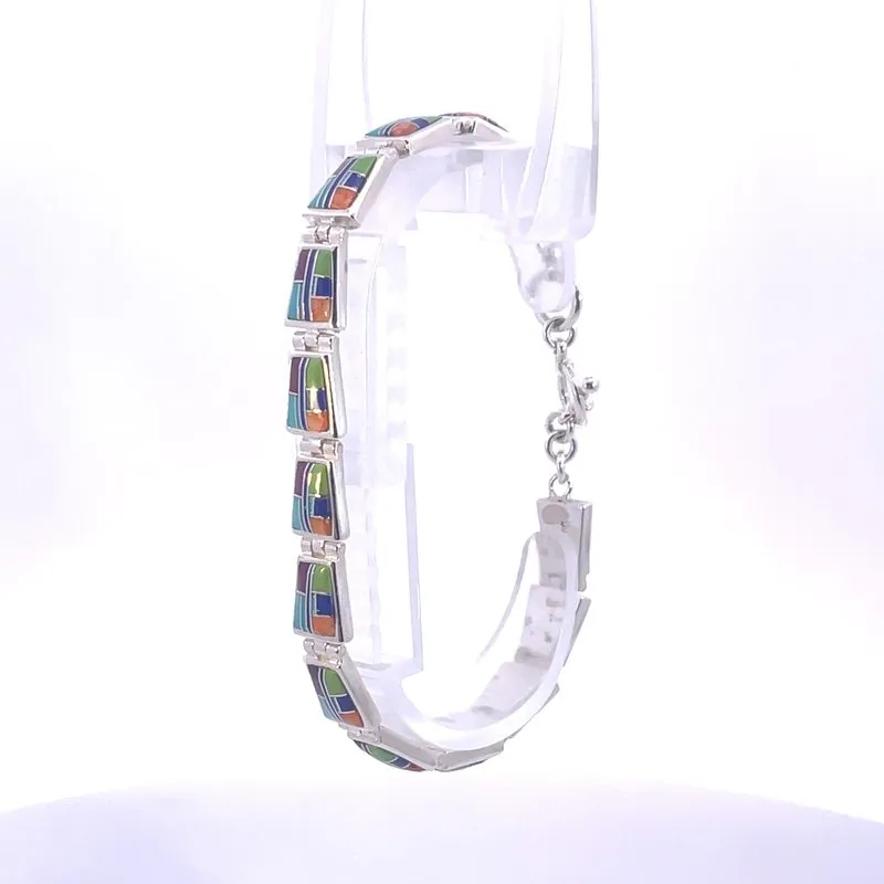 Arizona Turquoise and Inlaid Jewelry Geometric AZ Bracelet