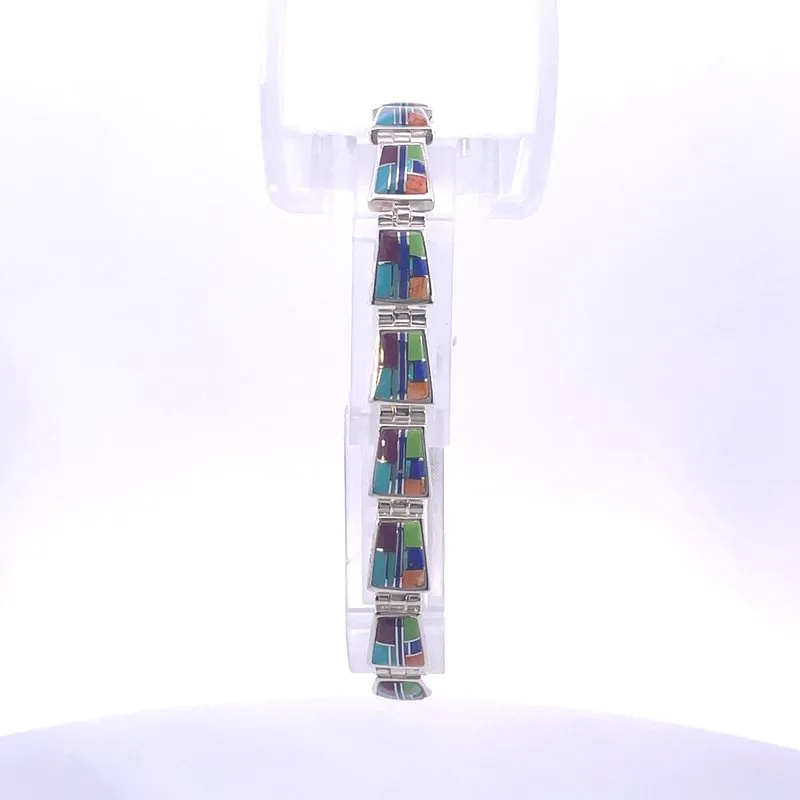 Arizona Turquoise and Inlaid Jewelry Geometric AZ Bracelet