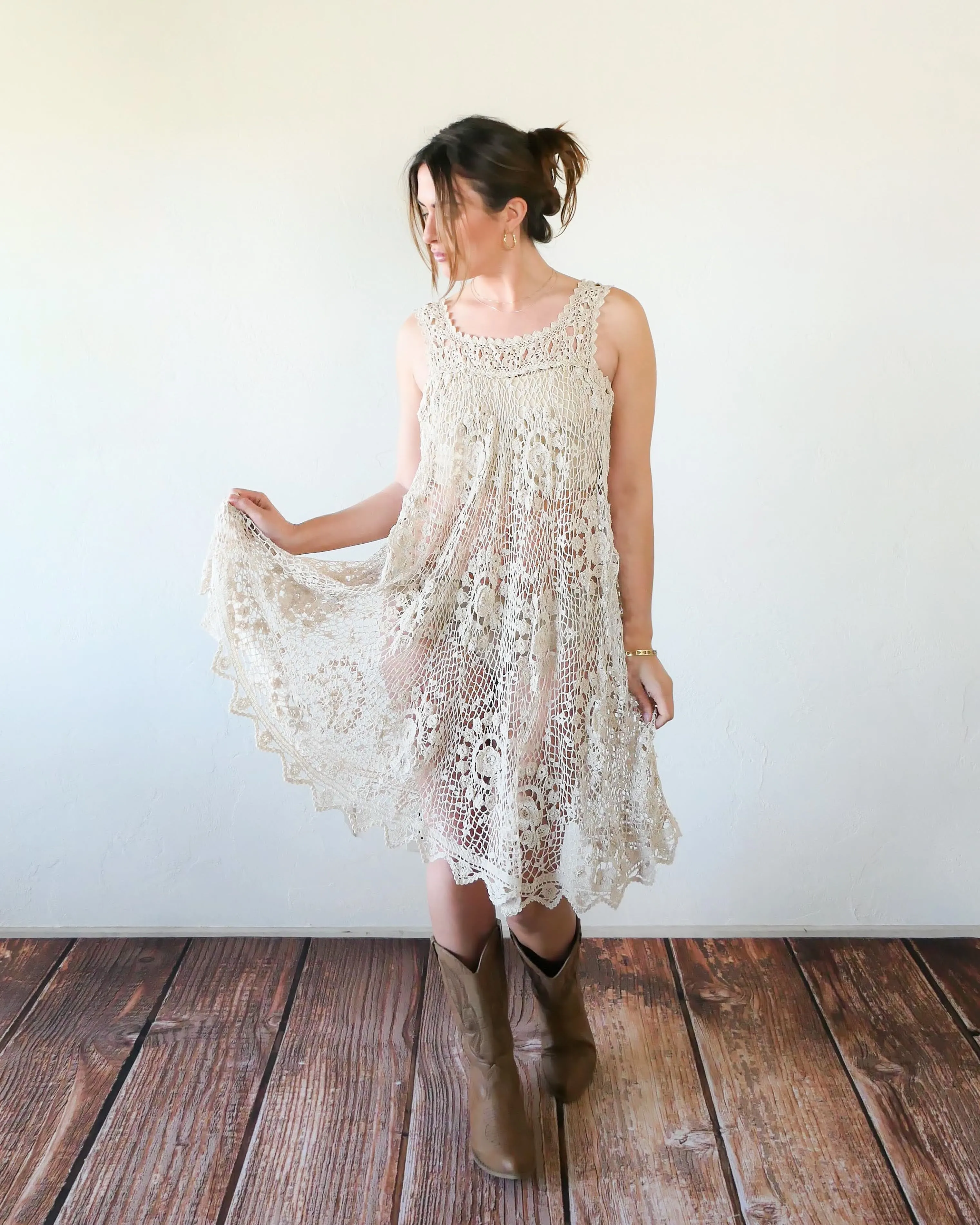 Babydoll Midi Dress in Natural