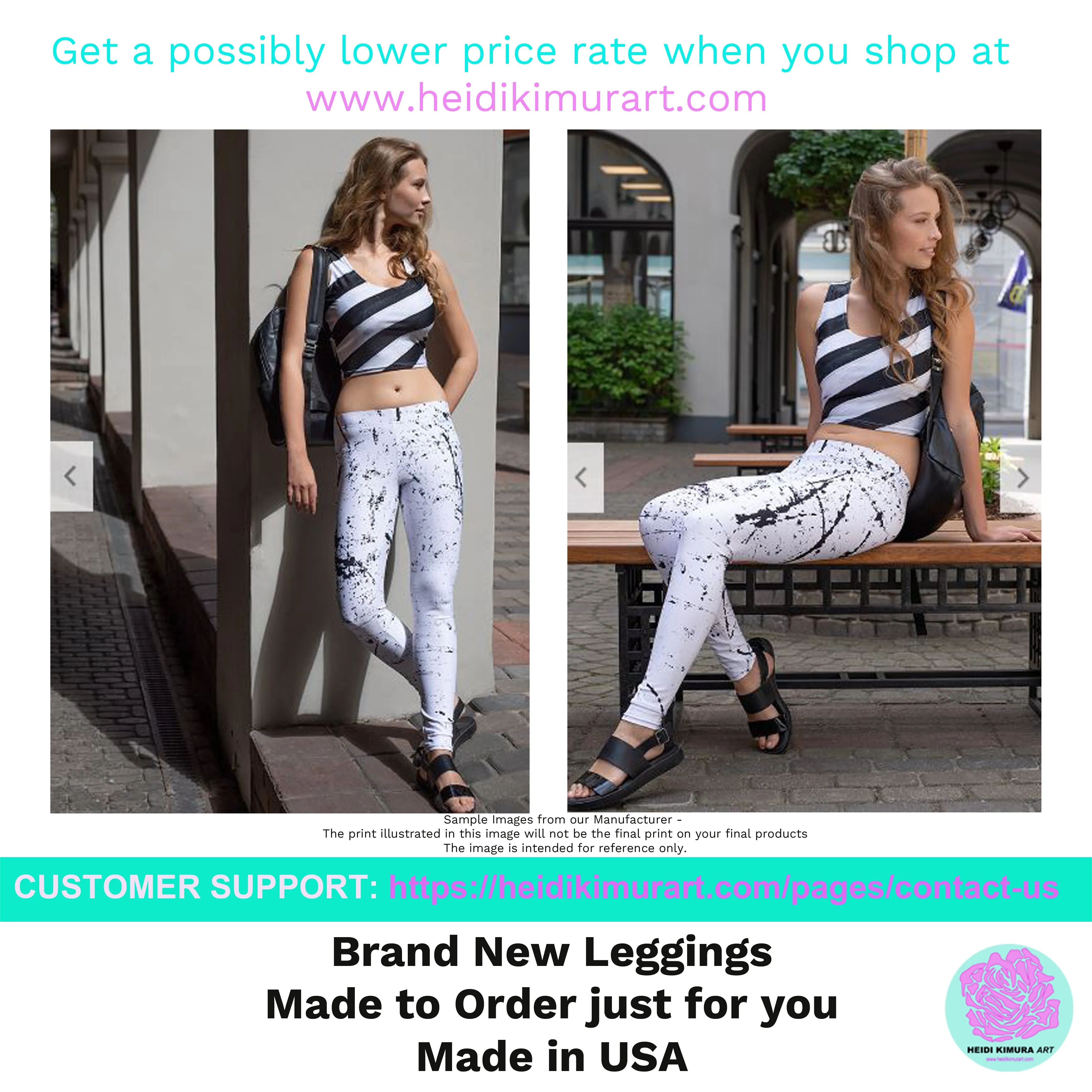 Blue Dots Capri Leggings, Teal Blue Polka Dots Women's Capris Tights-Made in USA/EU