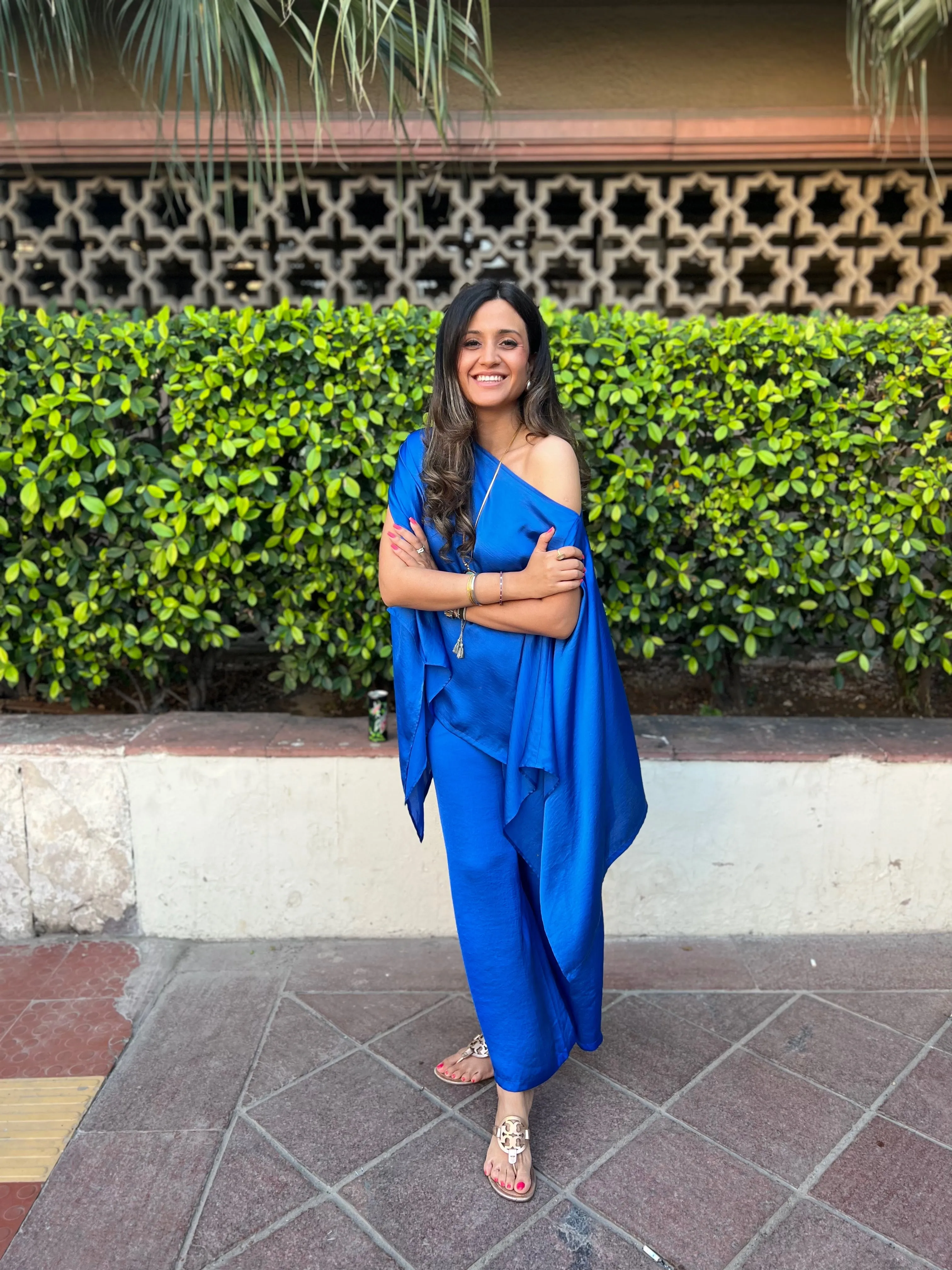 Blue off shoulder Top