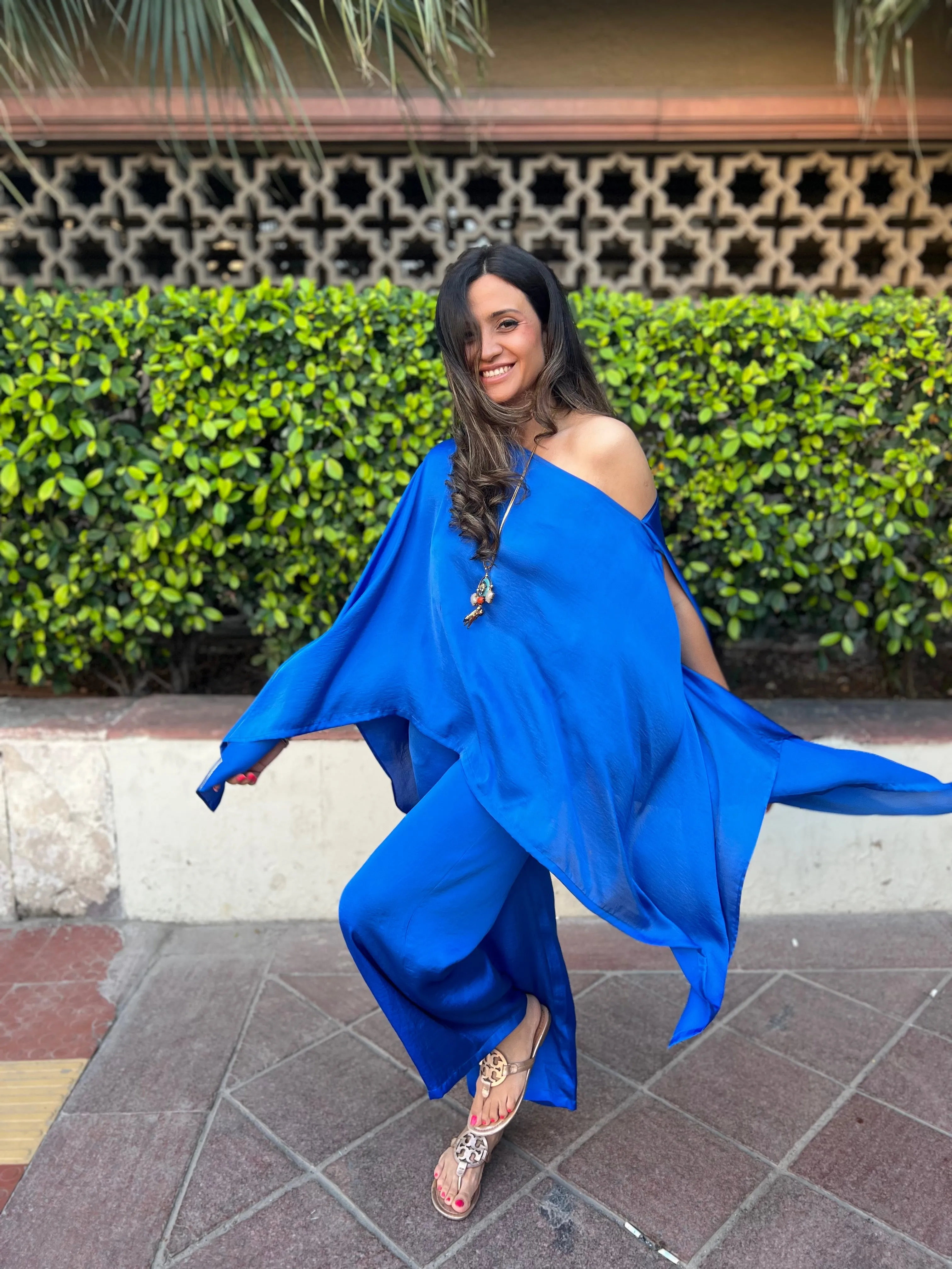 Blue off shoulder Top
