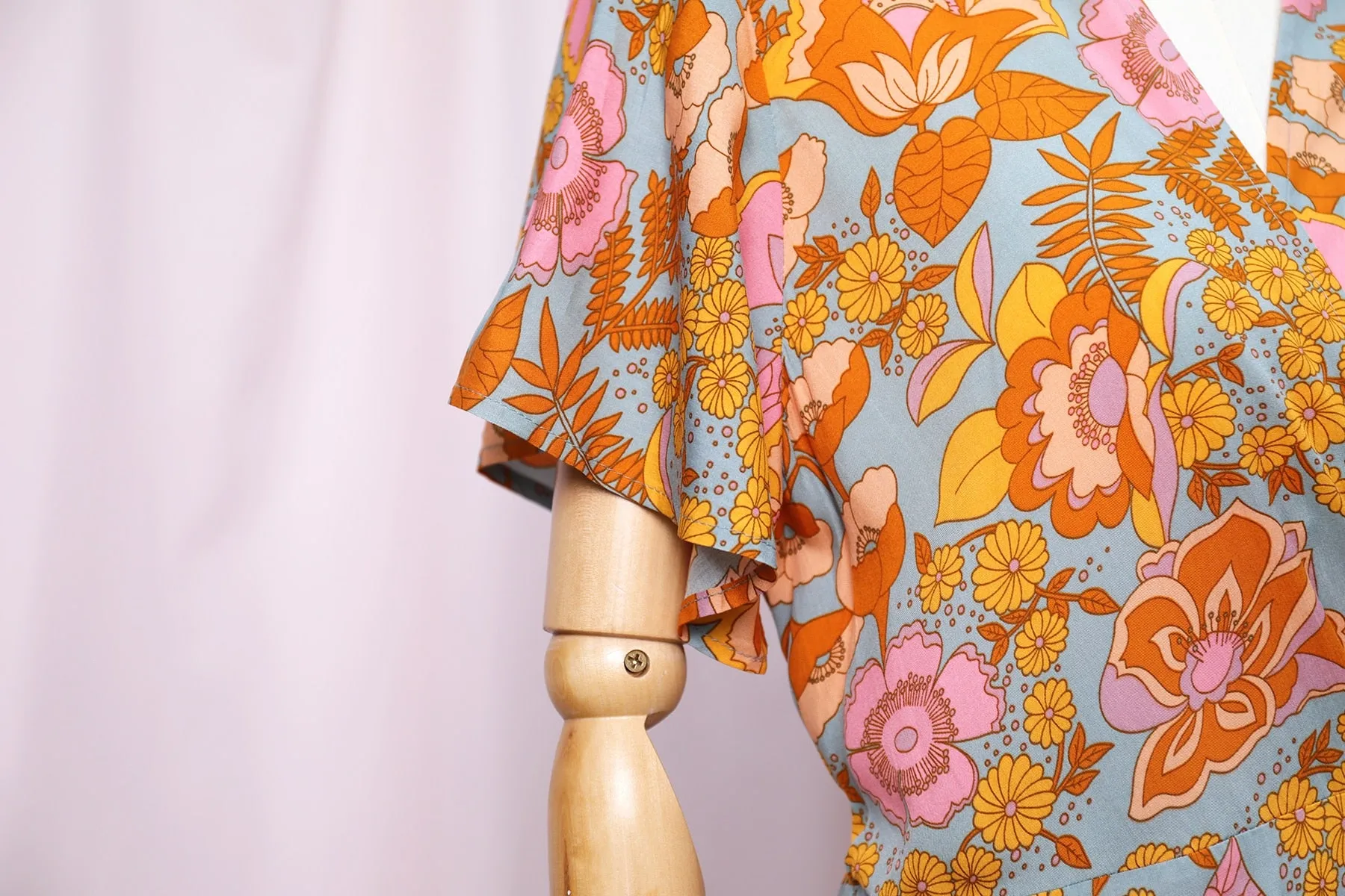 Boho Maxi Dress, Sundress, De Rosa Vintage Orange