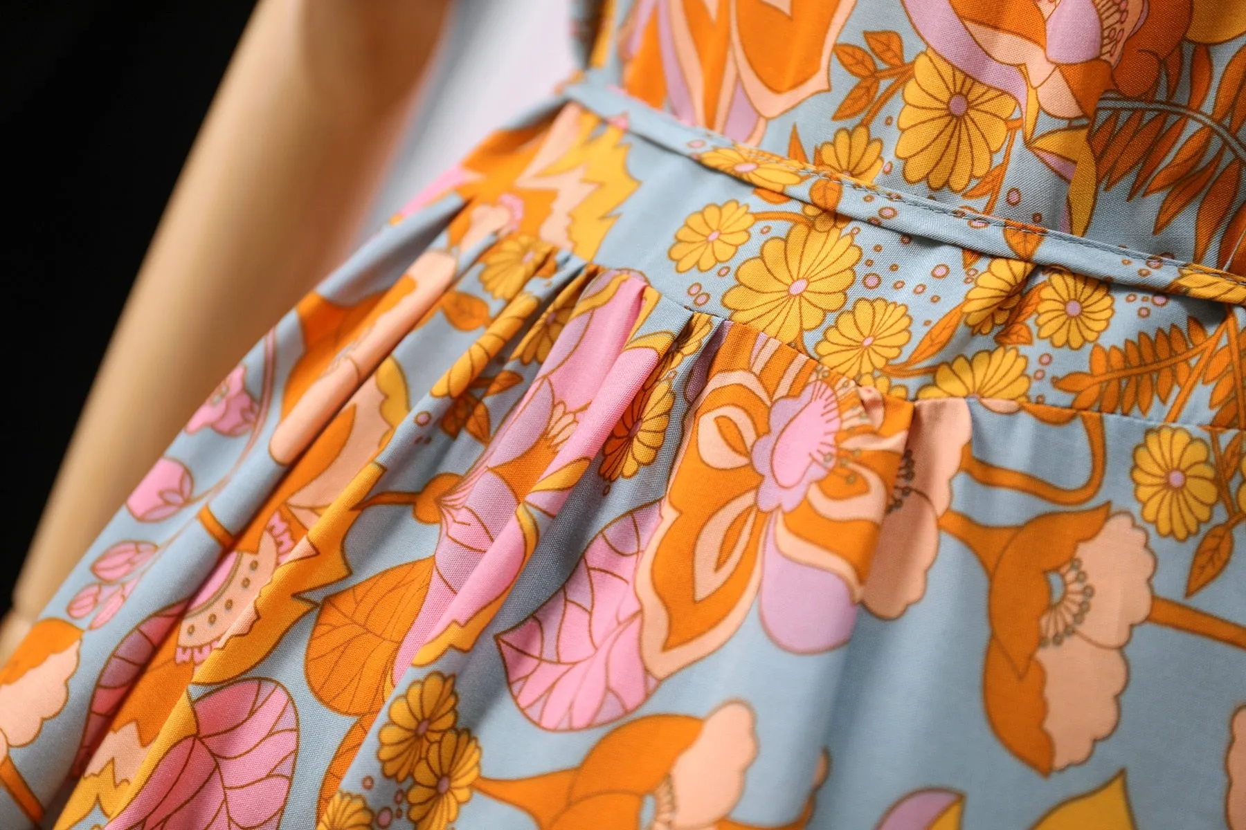 Boho Maxi Dress, Sundress, De Rosa Vintage Orange