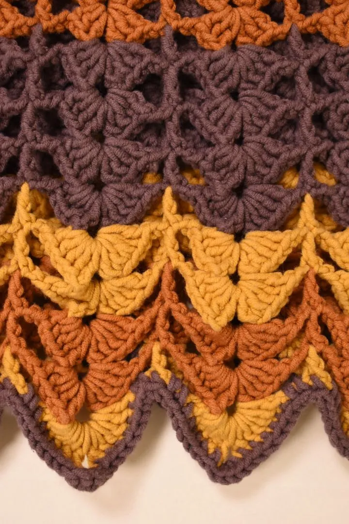Brown, Orange, and Yellow Crochet Tie Waist Skirt