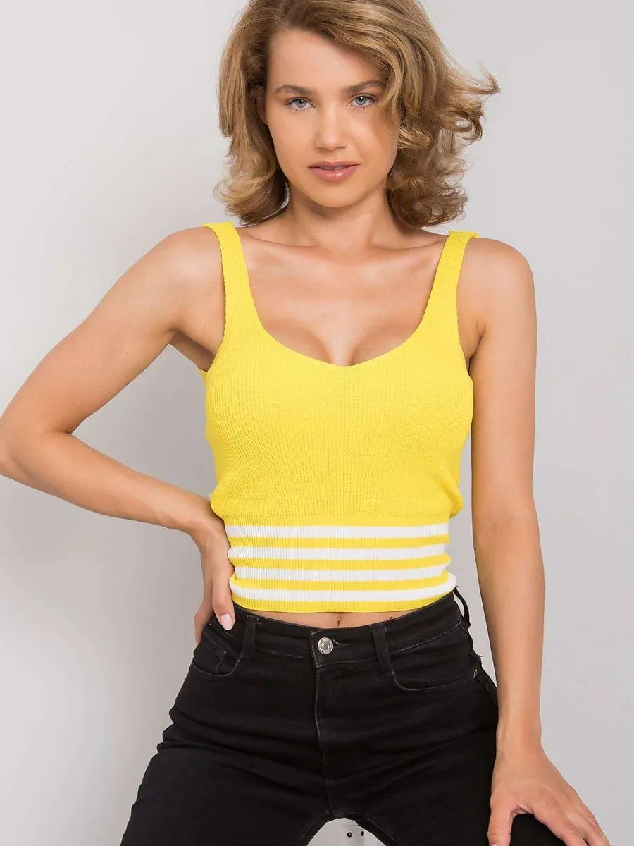 Calben Yellow Knit Tank Tops