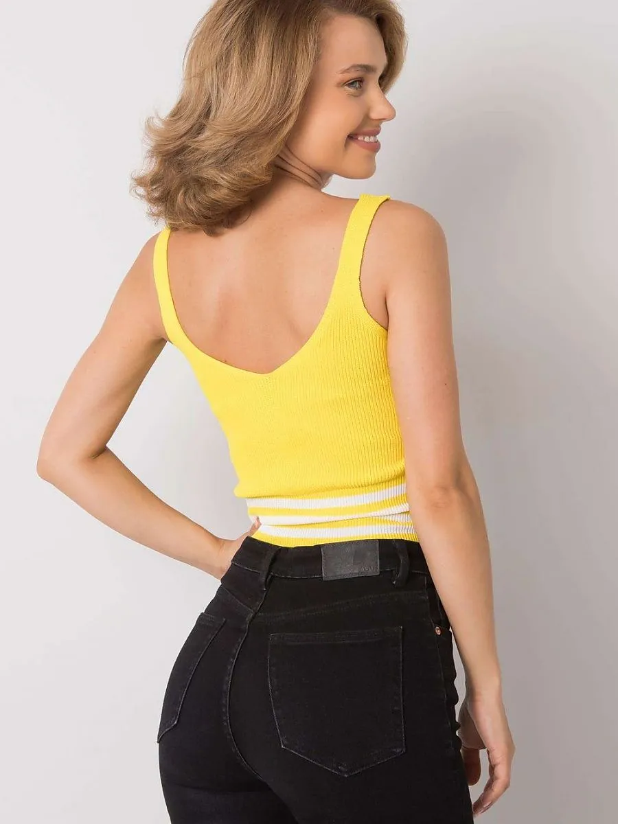 Calben Yellow Knit Tank Tops