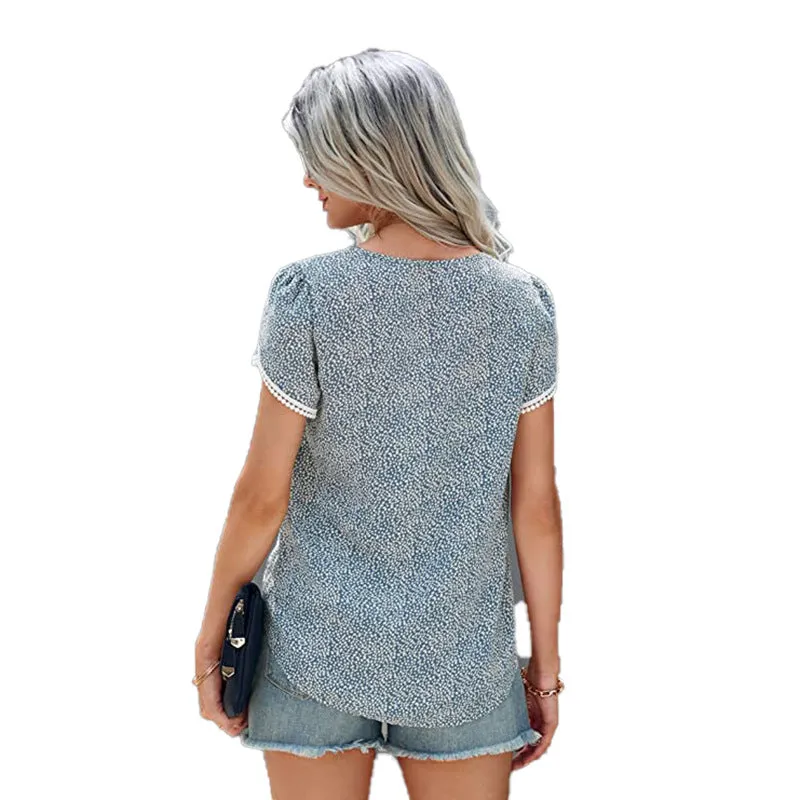 Causal Tulip Laced Short Sleeves Blouse