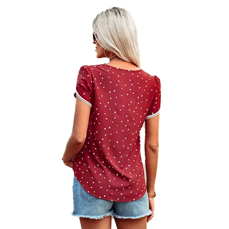Causal Tulip Laced Short Sleeves Blouse