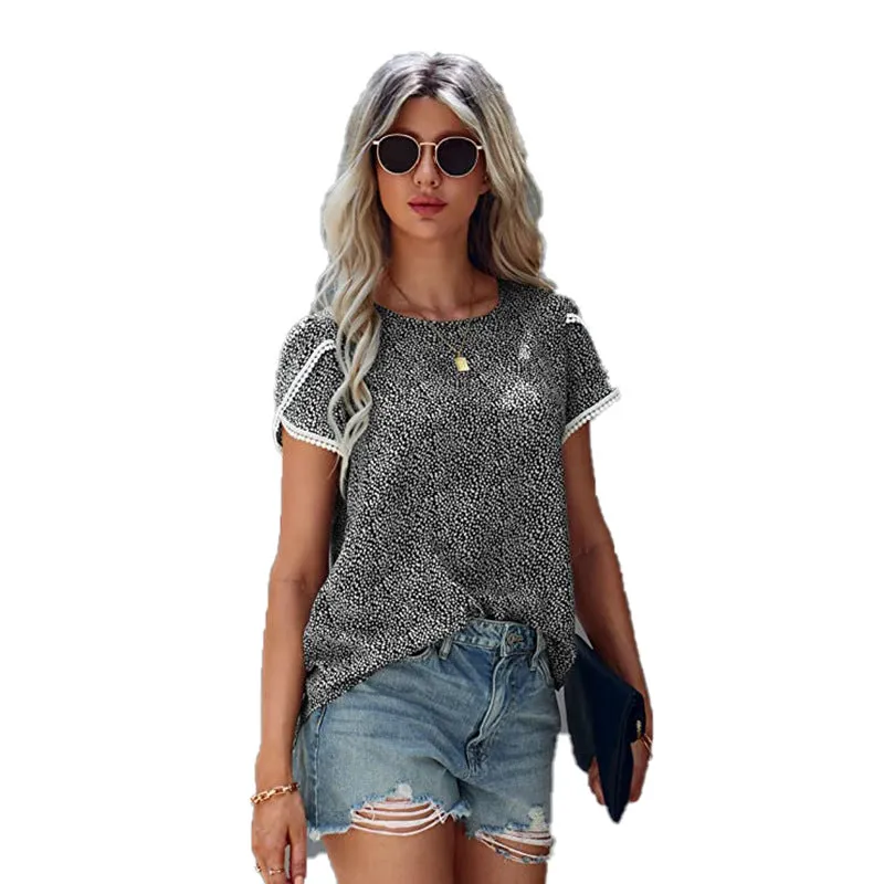 Causal Tulip Laced Short Sleeves Blouse