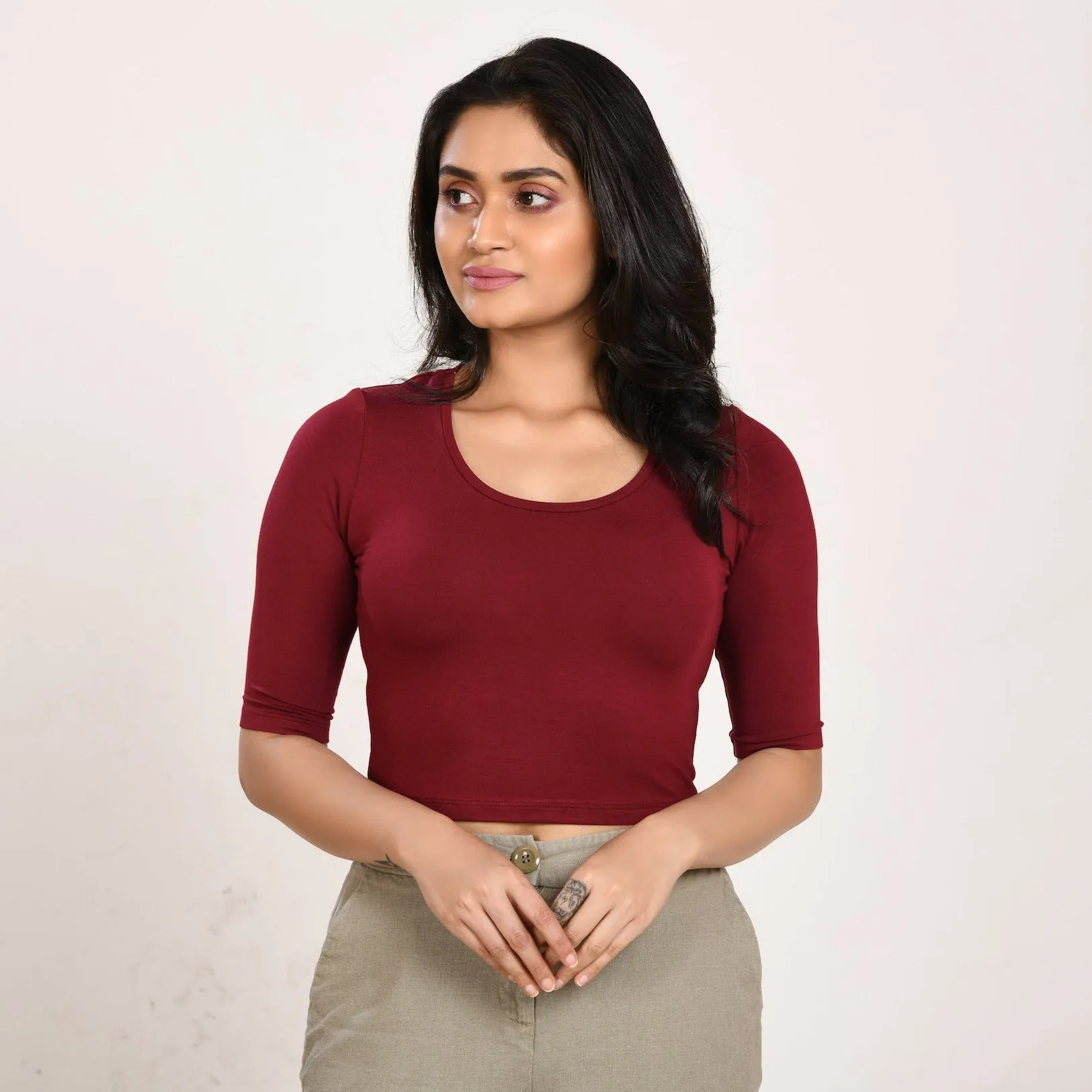 Cotton Rayon Blouses - Elbow Sleeves