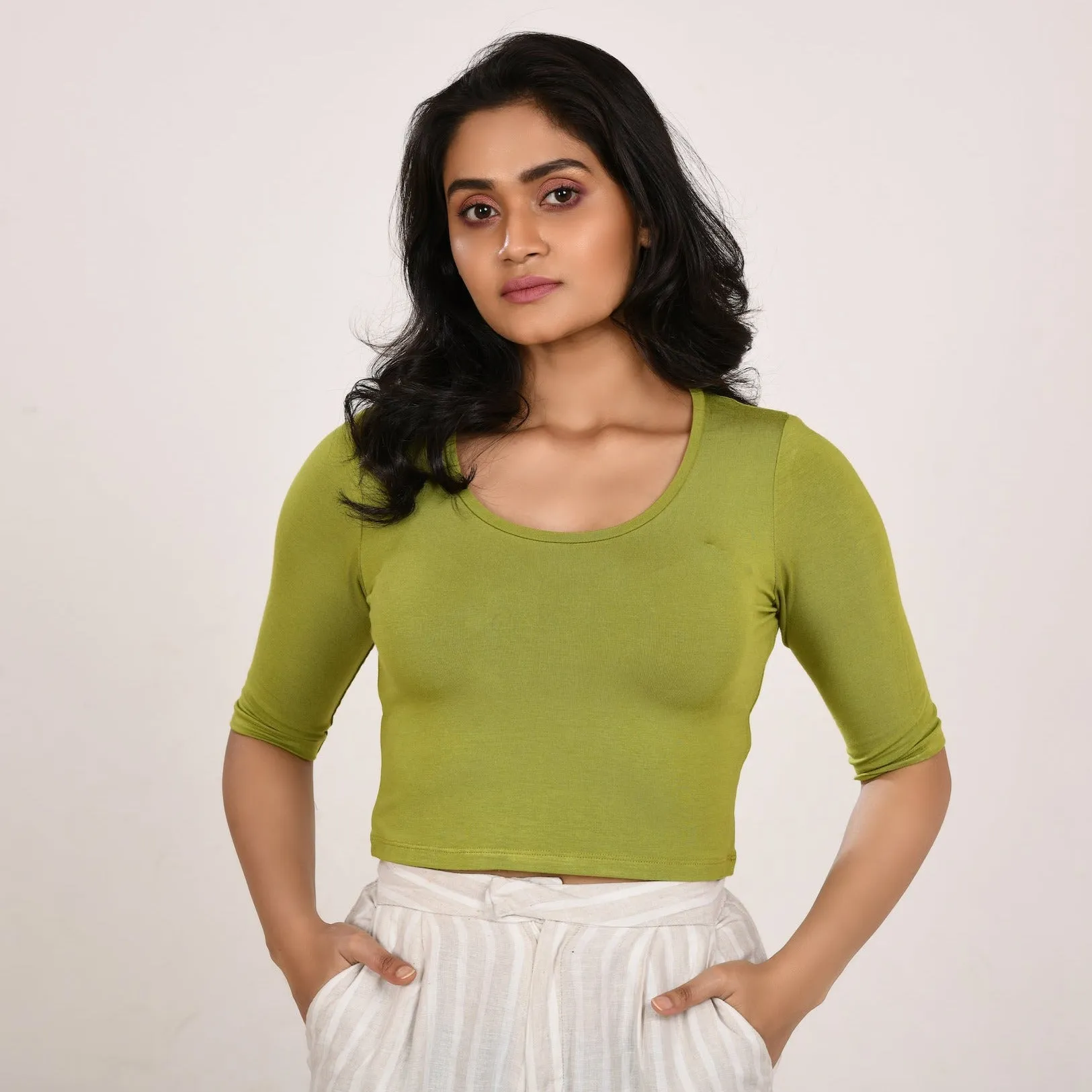 Cotton Rayon Blouses - Elbow Sleeves