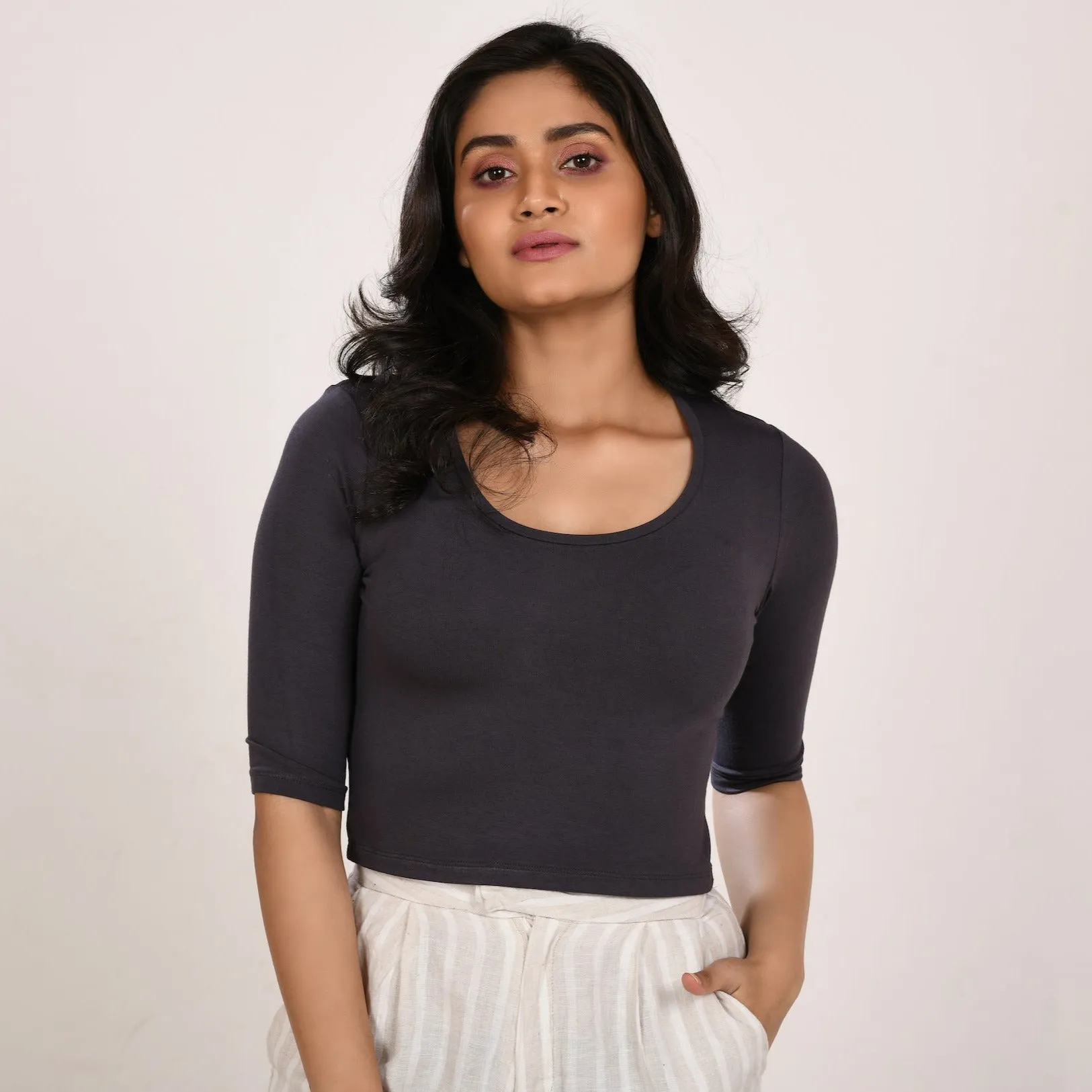 Cotton Rayon Blouses - Elbow Sleeves