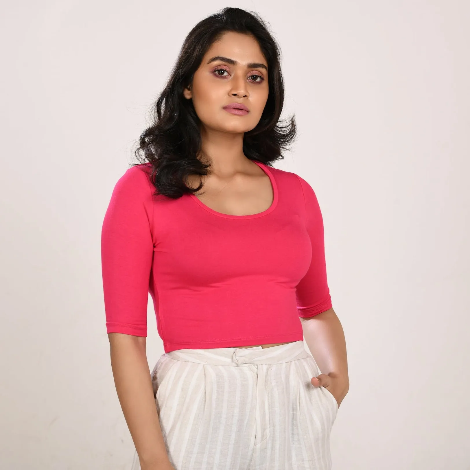 Cotton Rayon Blouses - Elbow Sleeves