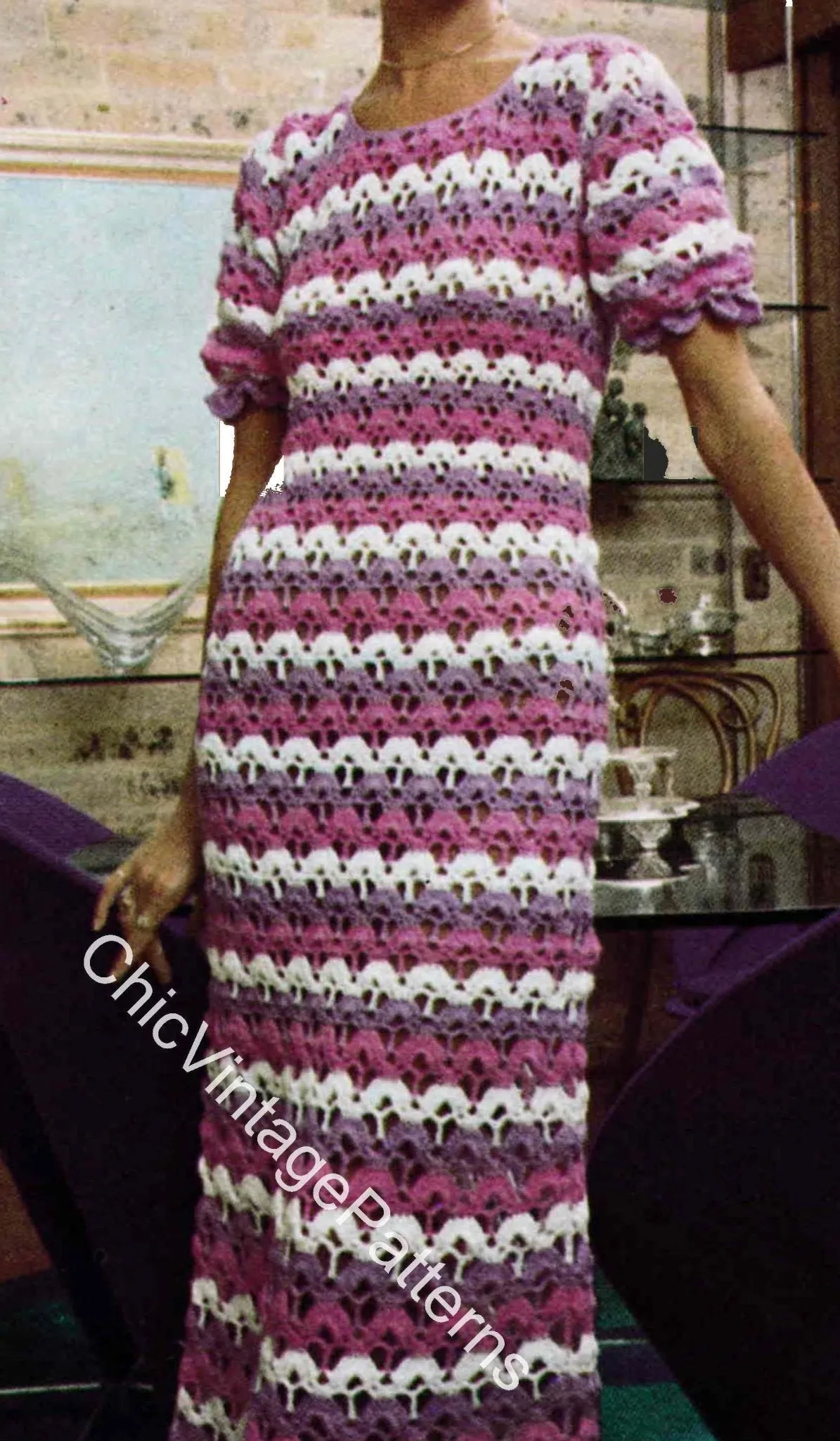 Crochet Dress Pattern, Ladies Summer Hostess Dress, Digital Pattern