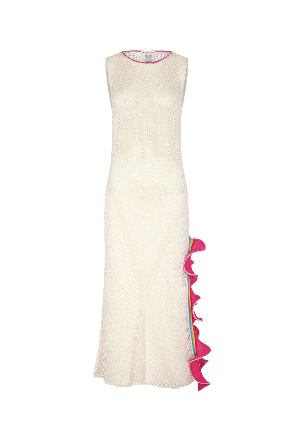 Crochet Ruffle Slit Dress