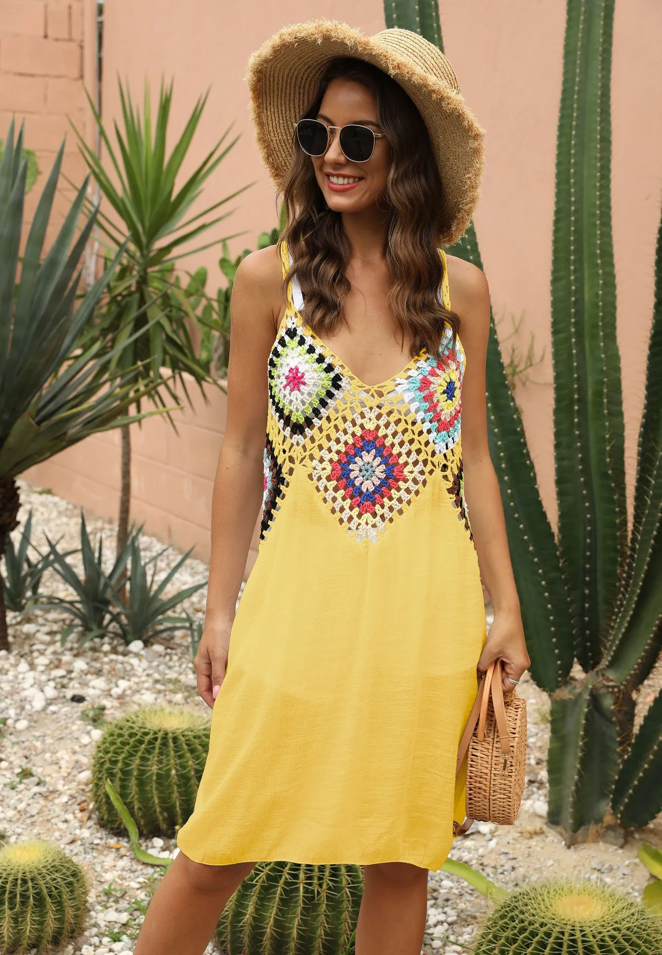 Crocheted Top Boho Summer Dress Beach Cover Up | 5 Colour Options