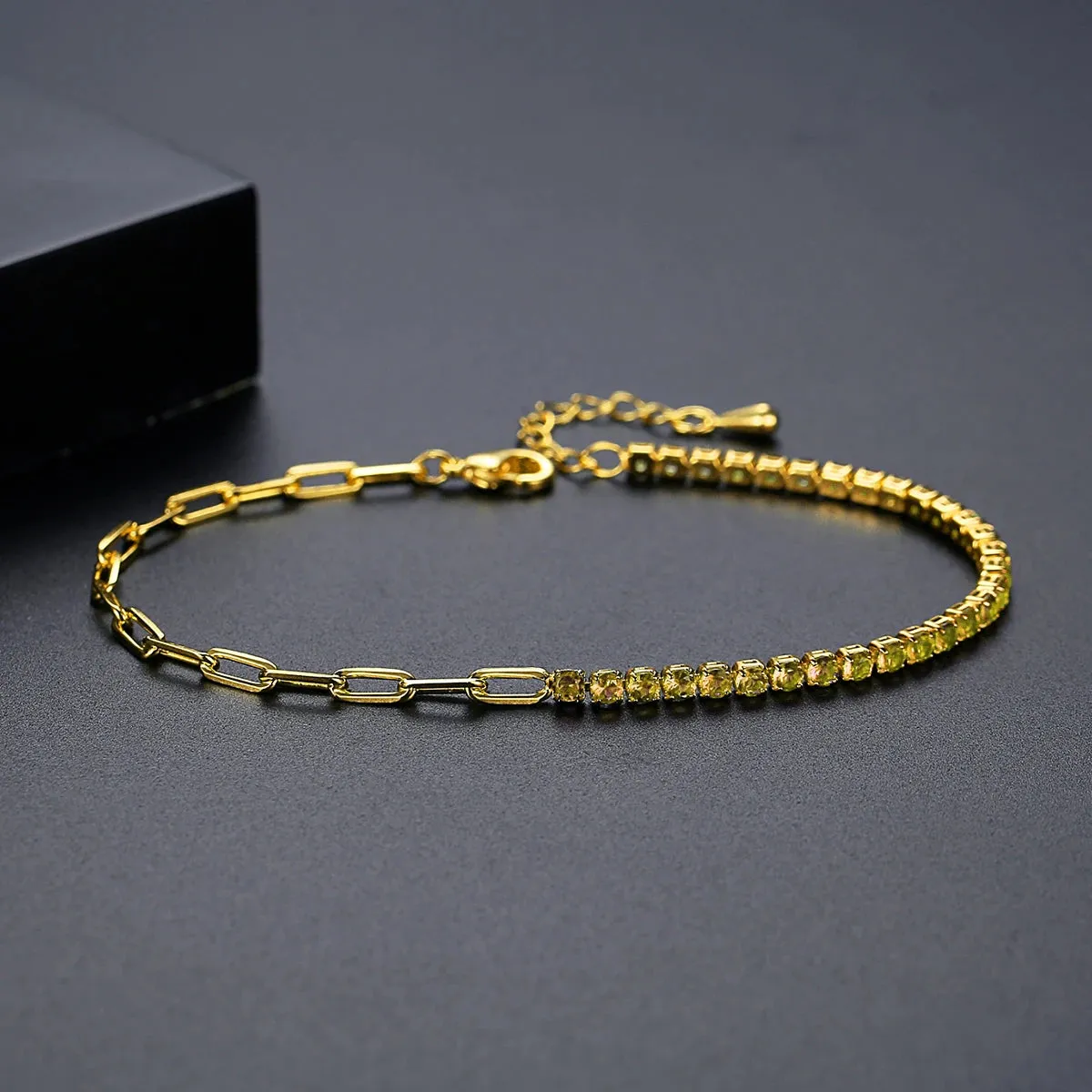 Cubic Zirconia Rainbow Tennis Chain Bracelet