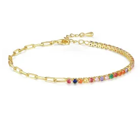Cubic Zirconia Rainbow Tennis Chain Bracelet