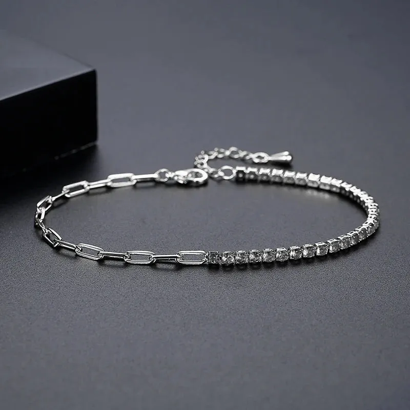 Cubic Zirconia Rainbow Tennis Chain Bracelet