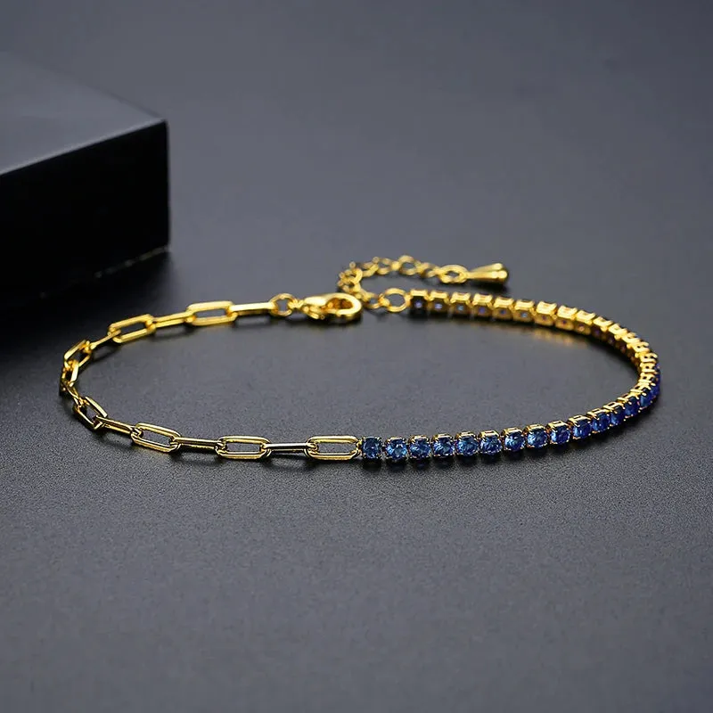 Cubic Zirconia Rainbow Tennis Chain Bracelet