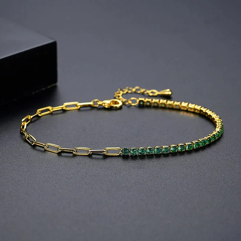 Cubic Zirconia Rainbow Tennis Chain Bracelet