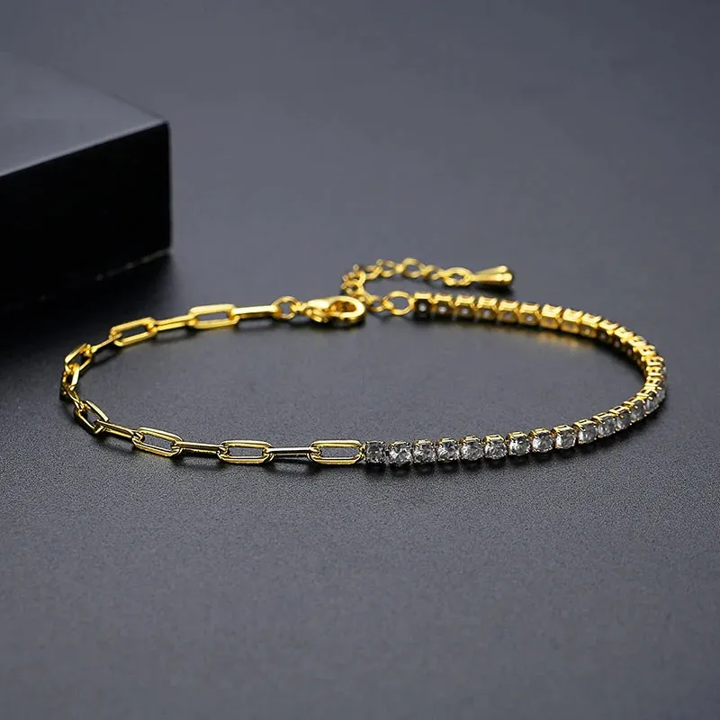 Cubic Zirconia Rainbow Tennis Chain Bracelet