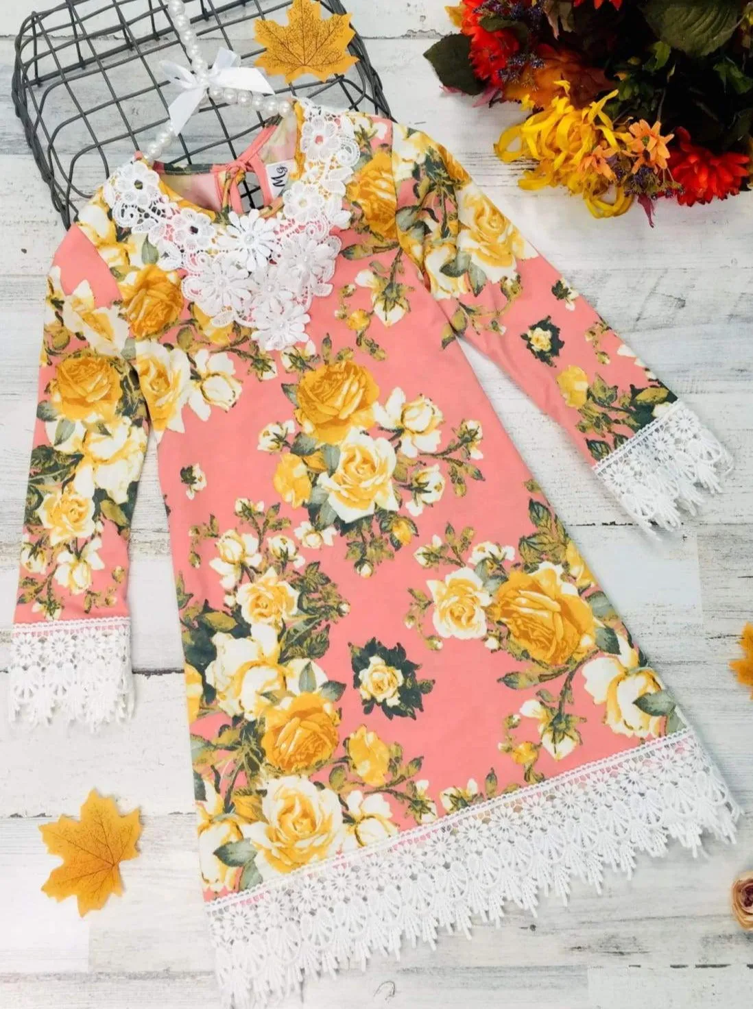 Cute Crochet Boho Floral Dress