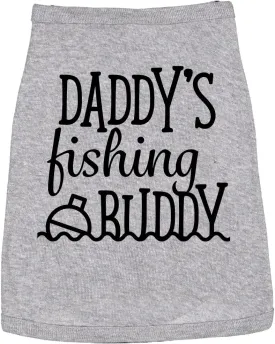 Daddys Fishing Buddy Dog Shirt  Funny Pets Costume Graphic Tee for Dogs  Soft Cotton T-Shirt Fit Small to XXL Clothes Gift for Pet Owners and Animal Lovers Grey, XXL