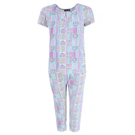Elegant Emily Women's Patchwork Hearts Capri Set