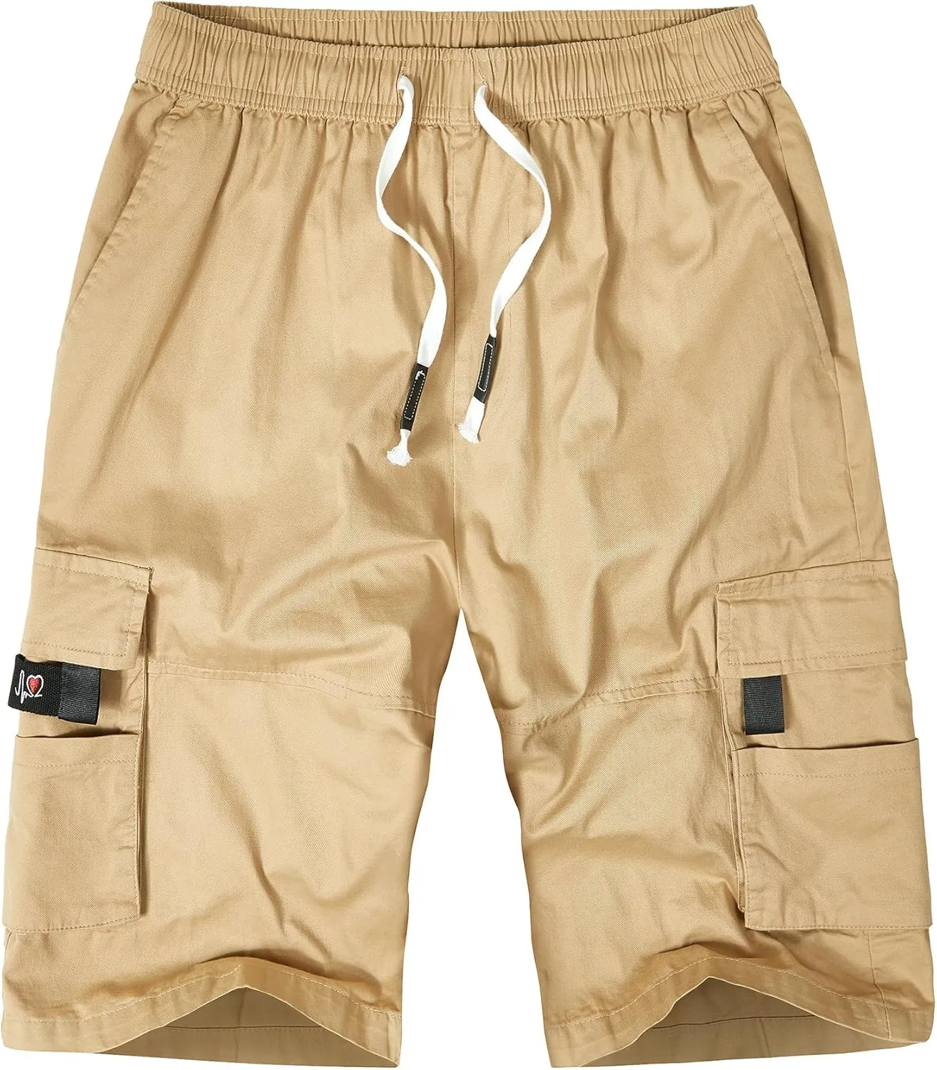 ELETOP Men's Cargo Shorts Elastic Waistband Drawstring Big and Tall Cotton Summer Casual Work Shorts
