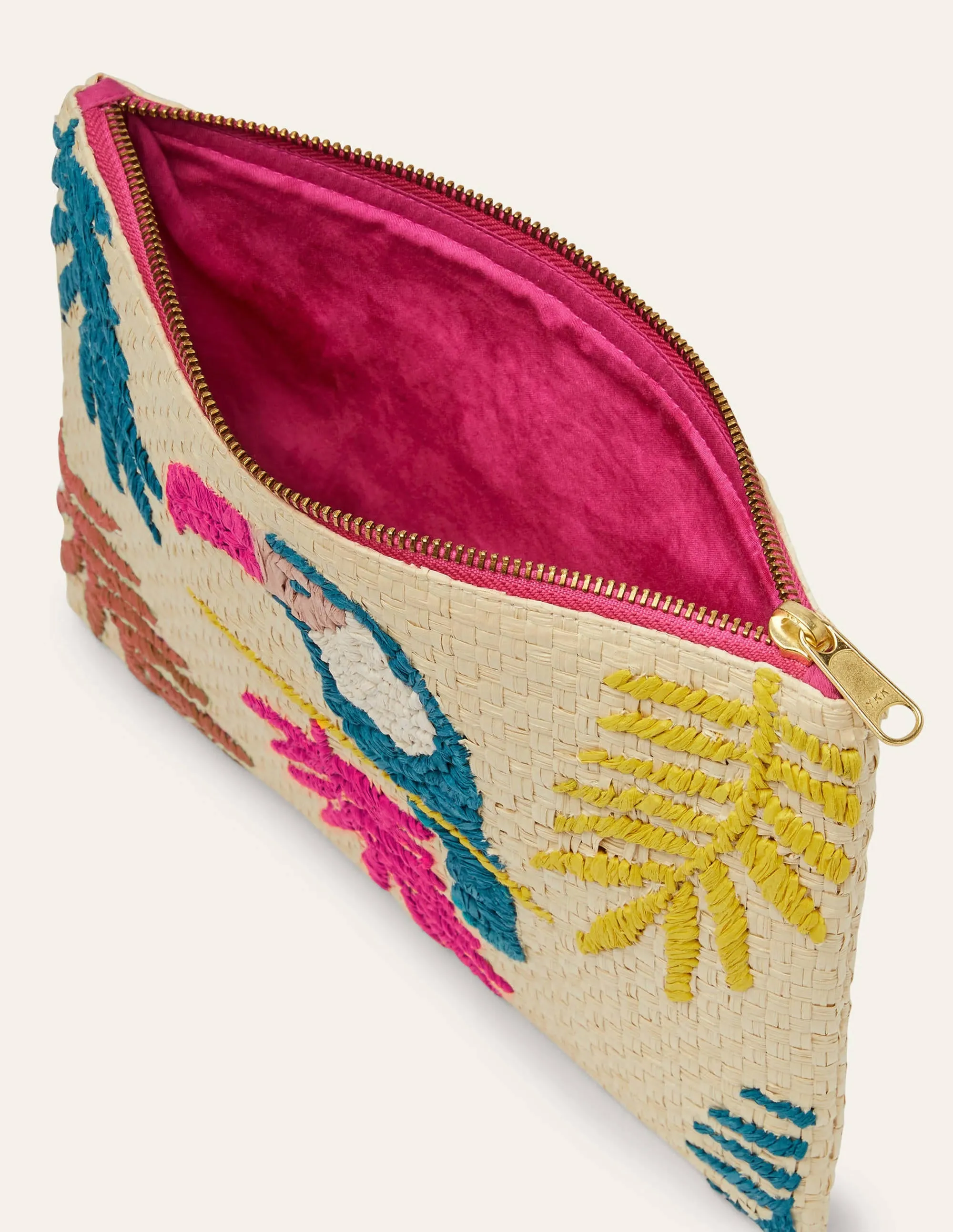 Embroidered Raffia Keepsake-Natural Toucan
