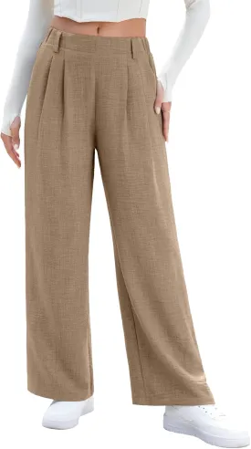 EVALESS Women's Wide Leg Pants High Waisted Business Work Casual Trousers 2025 Summer Comfy Palazzo Pants with Pockets