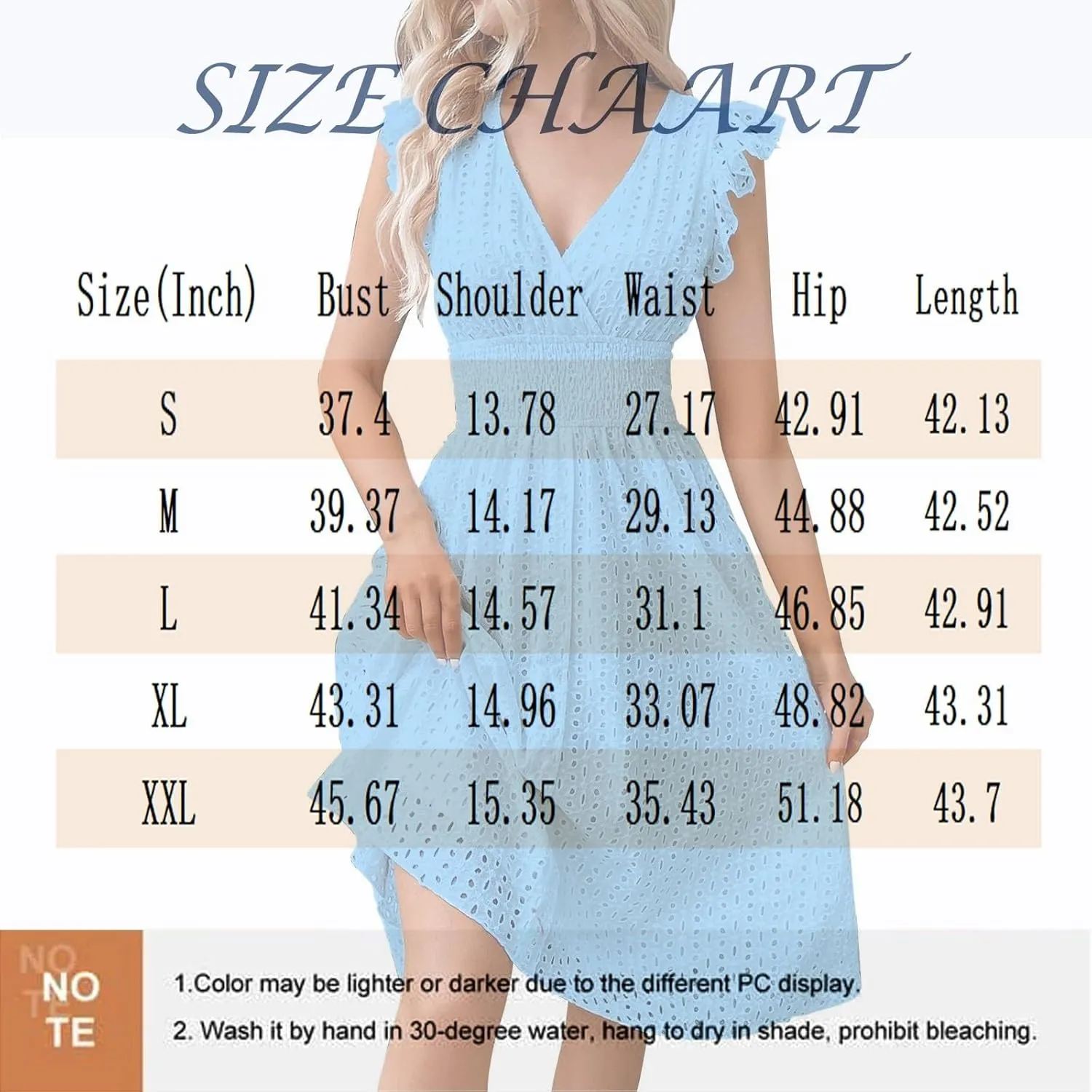 Eyelet Dresses for Women 2025 V Neck Ruffle Sleeve Casual Summer Dress Flowy Smocked Empire Waist A Line Midi Dress