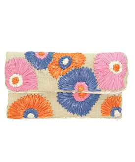 Floral Raffia Clutch Bag