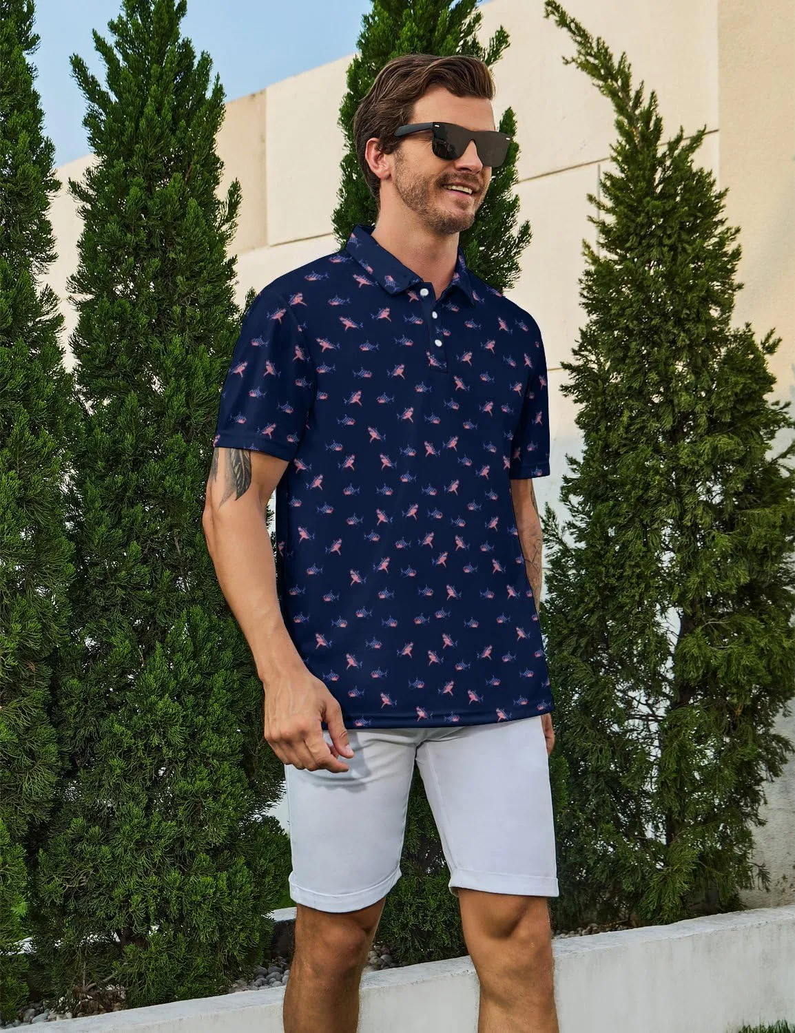 Funny Golf Shirts for Men Moisture Wicking Men's Fun Golf Polo Shirts Quick-Dry Polo Shirts Short Sleeve