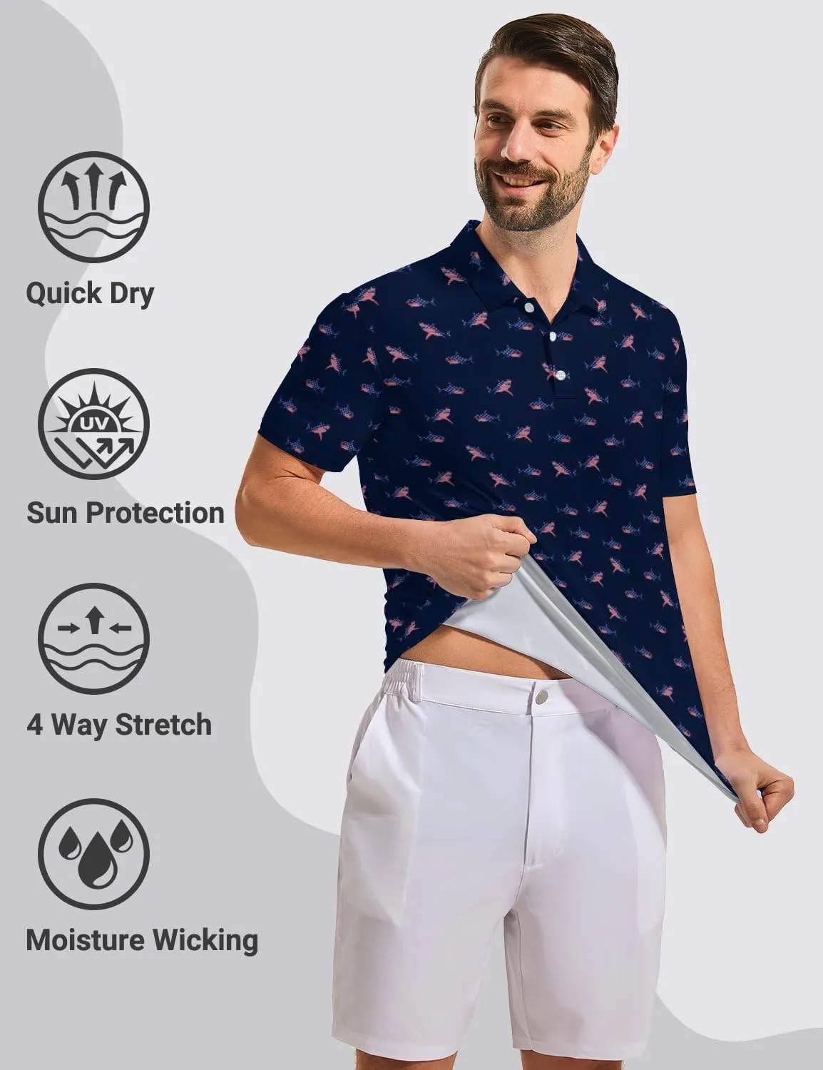 Funny Golf Shirts for Men Moisture Wicking Men's Fun Golf Polo Shirts Quick-Dry Polo Shirts Short Sleeve